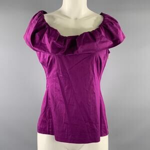 MOSCHINO Size 8 Purple Cotton Blend Ruffle Blouse